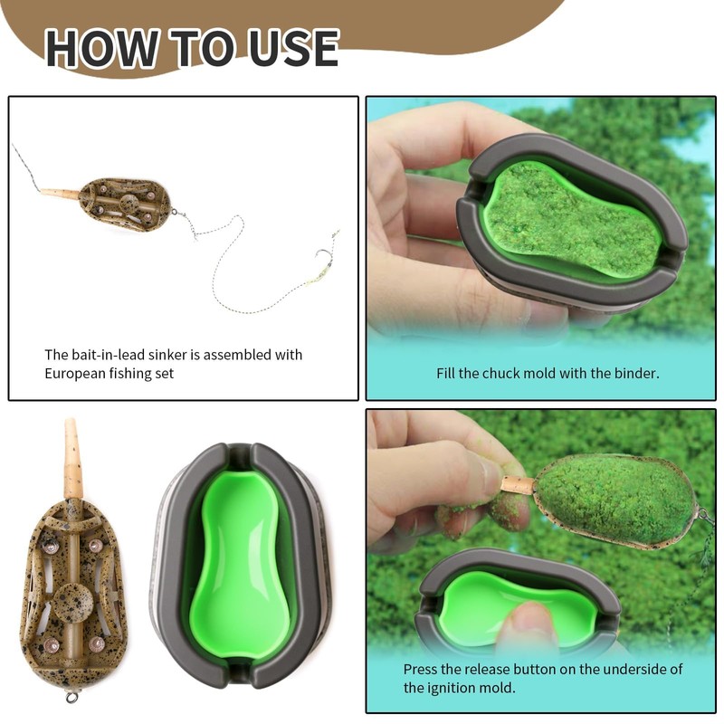 3-Pack Inline Method Fishing Feeders Set with Bait Mould, Quick