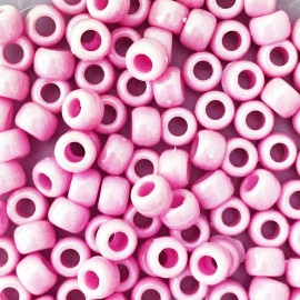 Pony Beads Baby Pink Opaque Large Hole Beads Made in USA