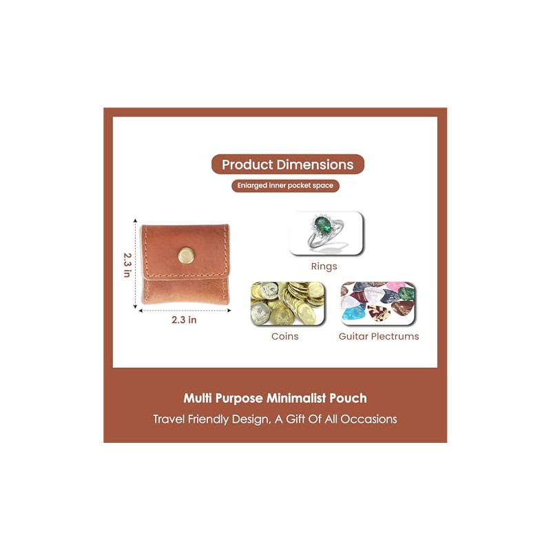 TheAntiq Estuche para Anillos de Cuero de Grano Completo, Porta