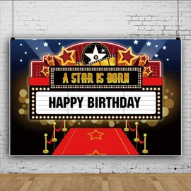 OERJU 5x4ft Movie a Star is Born Photography Backdrop Shinny Red Carpet Awards Night Ceremony Photo Booth Background Event Decor Vintage Costume Happy Birthday Party Supplies Banner Vinyl