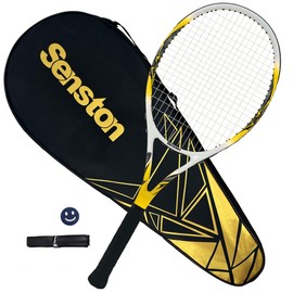 Senston 27-Inch Adult Tennis Rackets 1 Pack - One-Piece Lightweight Design with Vibration Dampener, Overgrip & Carry Bag