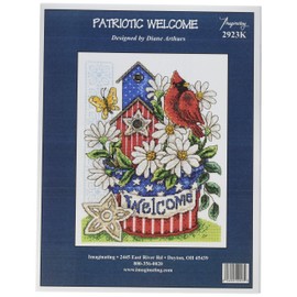 M&R Technologies M & R Technologies Patriotic Welcome Cross 7.5"X10" 14 Count Stitch Kit