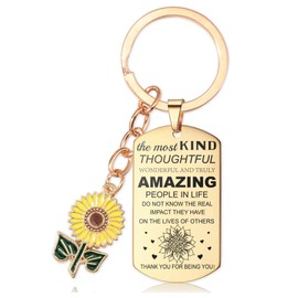ITHKIRHO Best Friend Thank You Chain - True Friend Gifts Glod Sunflower Keychain For Women Men Friendship Birthday Party Congraduation Appreciation Present Bestie Gifts Thank You For Being A Friend
