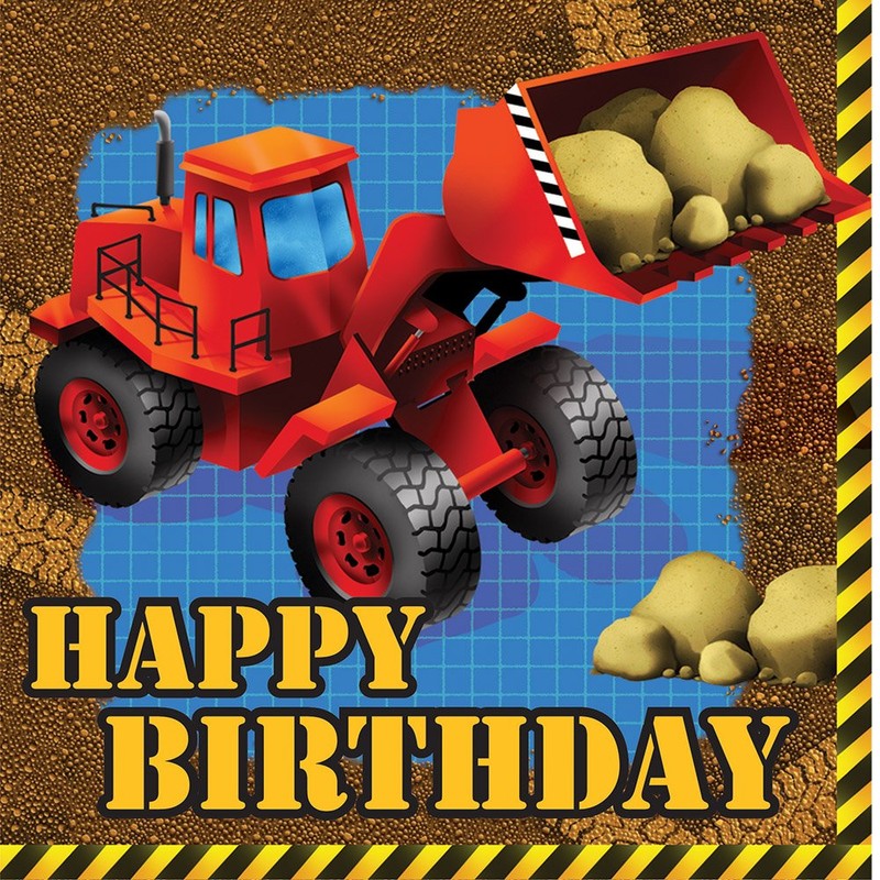 16-Count Paper Lunch Napkins, Under Construction Happy Birthday