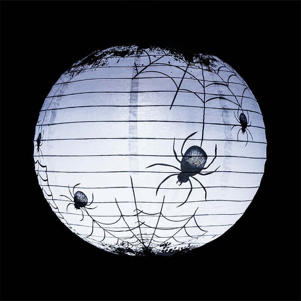 Quasimoon 14" Halloween Spiders Spooky Bug Webs Paper Lantern, Hanging