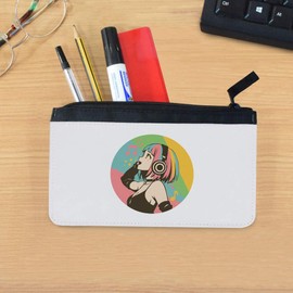 Azeeda 'Cute Girl Wearing Headphones ' Pencil Case (PC00056894)
