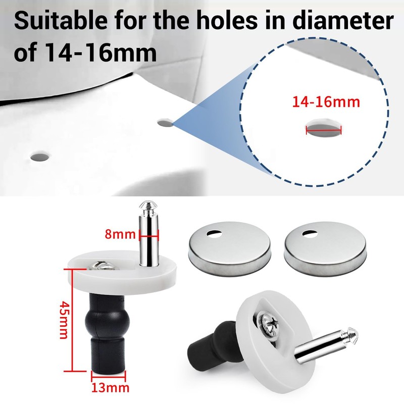 Toilet Seat Fixings - 4 Pack | Quick Release Hinges