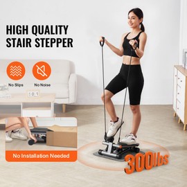 Happybuy Stair Stepper,330LBS Load Capacity,Mini Stepper for Exercise at Home, Hydraulic Fitness Stepper with Resistance Bands, Full Body Workout Cardio Equipment, Stair Climber with LCD Monitor