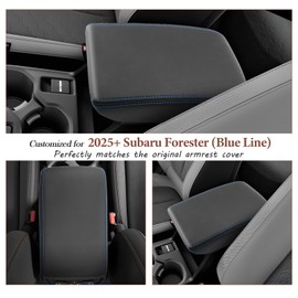 SKTU 2025 2026 Forester Center Console Cover for 2025 2026 Subaru Forester (Base/Premium/Sport/Limited/Touring) Armrest Cover Subaru Forester 2025 2026 Accessories Console Cushion (Blue Line)