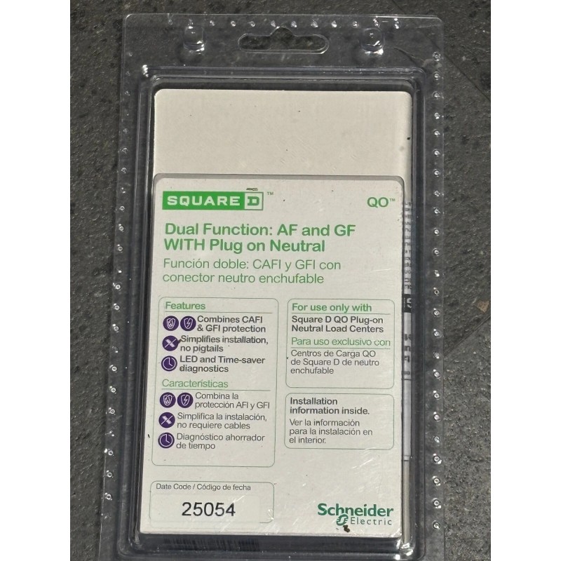 Square D QO 20amp 1 Pole Dual function AFCI/GFCI Plug-On