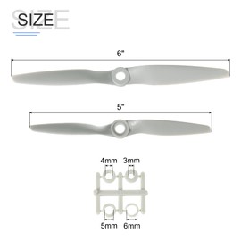 sourcing map 6x4 5x5 Propeller RC Propellers 2 Vane Blades Props Grey with Adapter Rings for Electric Airplane Aircraft, Pack of 4