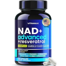 Suplemento liposomal NAD+ extra fuerte | Urolitina A, resveratrol, CoQ10 - Mujeres y hombres - ALA, té verde, quercetina, licopeno | Alta pureza, ener