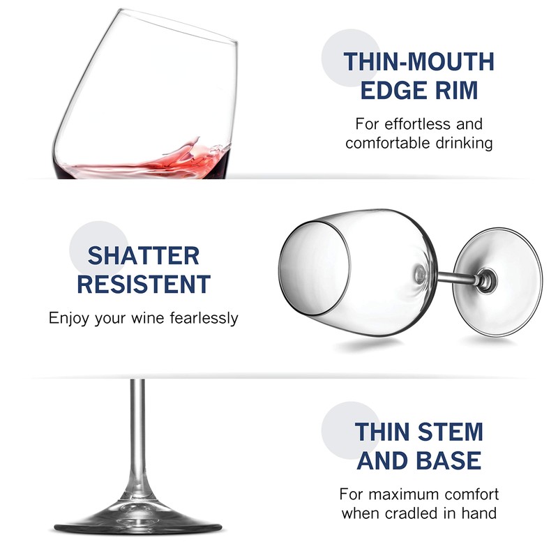 Paksh Novelty Italian Red Wine Glasses - 18 Ounce -
