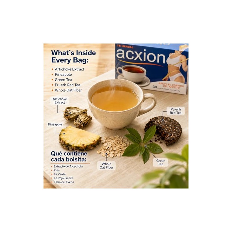 Acxion Herbal Pineapple & Green Tea Blend – Traditional Artichoke,