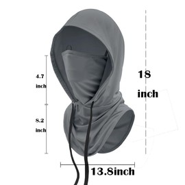 UV Protective Cooling Balaclava Hood - Breathable Full Head Mask Face Cover for Men & Women Outdoor Activities (US, Alpha, One Size, Black+Darkgray)