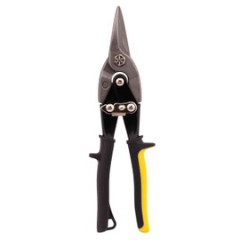 MIVOS Tin Snips - Straight Cut - 26 cm - Through-Through Scissors Made of Chrome Vanadium Steel - For Cutting Sheet Metal, Aluminium, Leather, Wire Mesh, Plastic, Copper, Plastic Panels