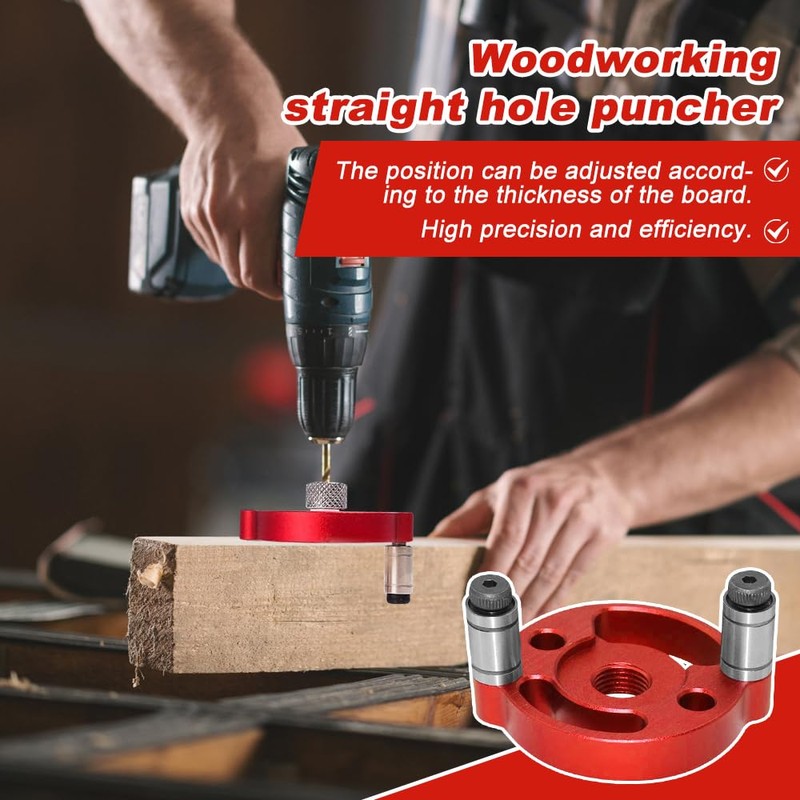 Woodworking Center Finder Kit, Vertical Self Centering Dowel Jig, Drill