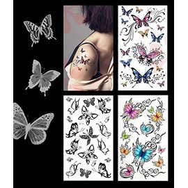 3-pack Sexy Butterfly Tattoo Lower Back, Shoulder, Neck, Arm Temporary Tattoos - Sexy Butterflies