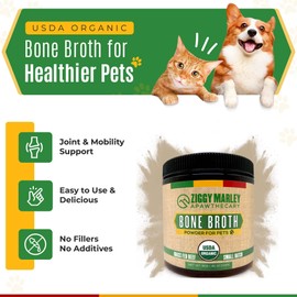 ZMA Pets Ziggy Marley's USDA Organic Beef Bone Broth Powder for Dogs & Cats - Support Joints, Coat, and Skin - Human Grade Grass Fed Beef, 90 Grams