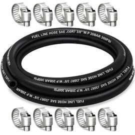 HOUSUN Fuel Line 3/8 Inch ID, Fuel Hose 10FT, J30R7 Fuel Line Hose NBR with 10 Clamps.