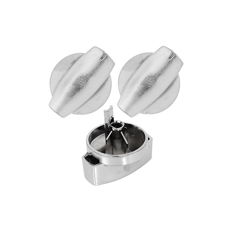 Belling Genuine Hob Hotplate Control Knob Switch (Silver/Chrome - Pack