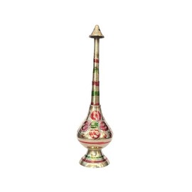 Designer Brass Rose Water Sprinkler, Traditional Gulab Patra, 8 Inches, Gold for PUJA Home Gulab Pash Rose Water Holy Water and Perfume Sprinklers Traditional Rose Water Sprinkler (Pack of 1)