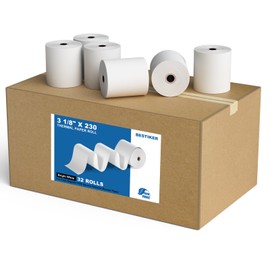 BESTIKER 3 1/8 x 230ft Thermal Paper 32 Rolls - 80mm Receipt Cash Register Paper, Fits Credit Card POS Square Terminal Printer - Fits Star Micronics TSP100 TSP143 Epson