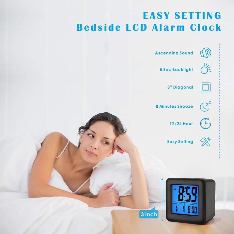 Plumeet Digital Alarm Clock Kids Alarm Clock with Snooze and