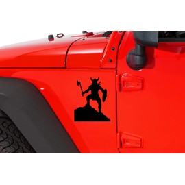 Minglewood Trading Viking Barbarian Berserker on Rock Vinyl Decal - Shield Axe Sword Norse - Die Cut Sticker