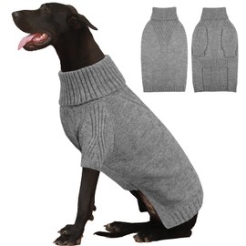 IECOii Extra-Large Dog Sweater 4XL,Christmas Dog Sweaters for Extra Large Dogs Girl Boy,Turtleneck Knitted Knitwear Easy On Doggie Sweatshirt Dog Sweater for Doberman,Great Dane(Light Grey,XXXXL)