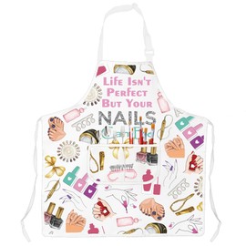 TOBGBE Nail Tech Apron Life Isn't Perfect But Your Nails Can Be Waterproof Bibs Nail Artist Stylist Gift Nail Salon Supplies (Nails Can Be Apron)