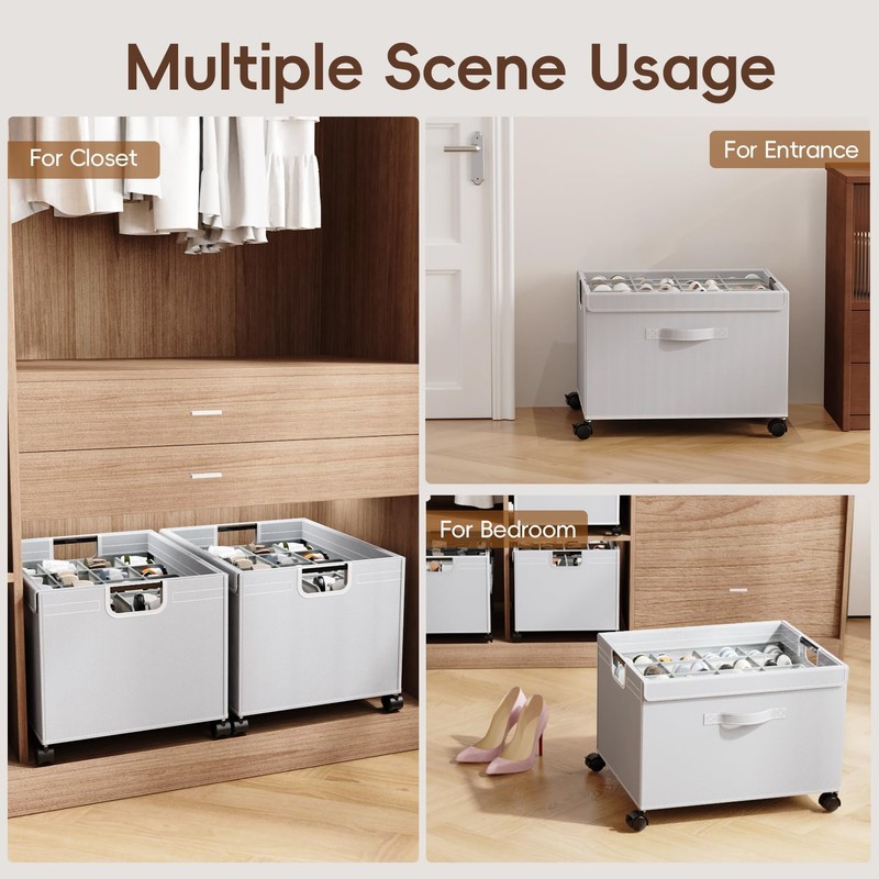 HOUSE AGAIN 2 Pack Shoe Organizer for Closet, Shoe Storage