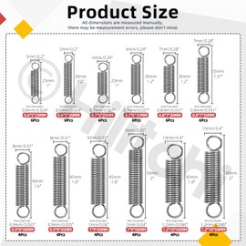 Hilitchi 60Pcs 12 Sizes Extension Spring Assortment Kit Extension Spring Stainless Steel Springs Assorted Size Small Springs Compression Tension Springs for Repairs Maintenance