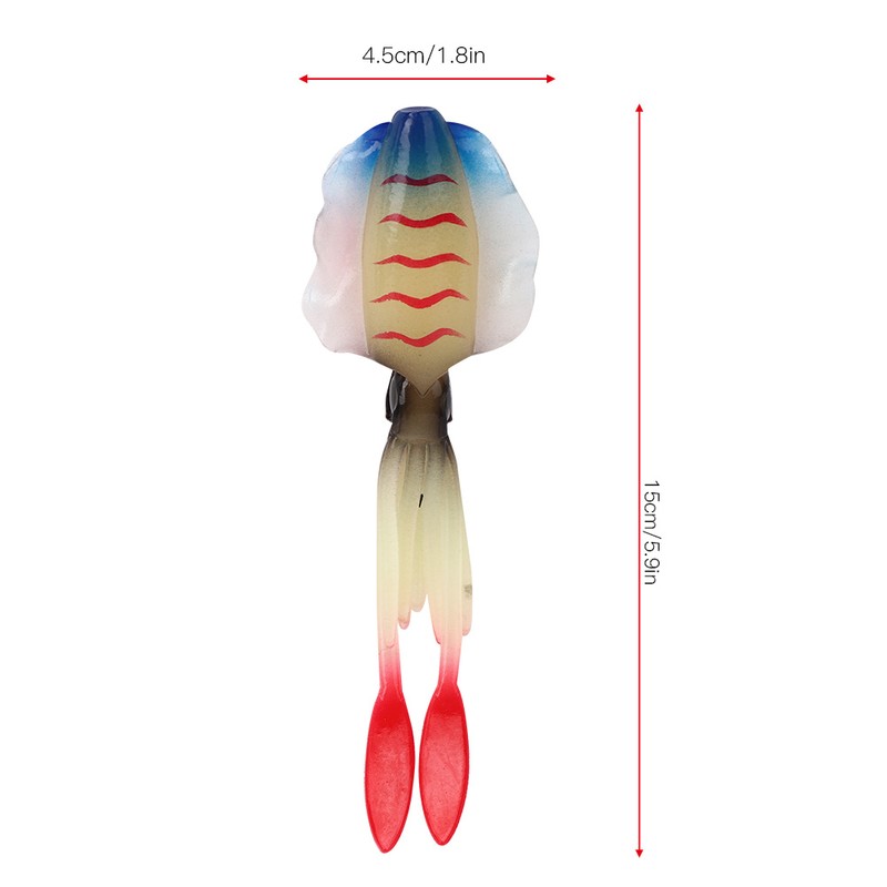 PVC Artificial Simulation Soft Squid Jig Shape Luminous Lure Fish