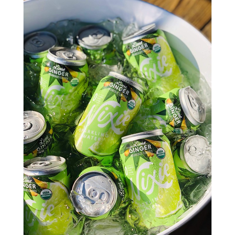 Nixie Sparkling Water, Lime Ginger | 12 fl oz cans,