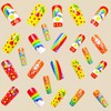 Spring Summer Press on Nails Colorful Gradient Fake Nails Medium