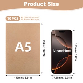 Qobobo 10er Pack Notizbuch, A5 Liniert Seiten Heft, Kraft Cover Notizbuch Softcover, Skizzenbuch, Notizbücher Tagebuch für Erwachsene und Kinder, Notizblock für Büro, Schule