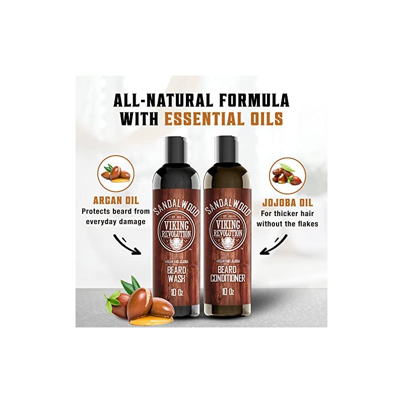 Beard Wash & Beard Conditioner Set w/Argan & Jojoba Oils