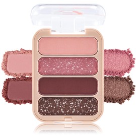 Erinde Eyeshadow Palette with 4 Colours, Matte and Shimmering Eyeshadow Palette, Waterproof & Durable, High Pigmentation, Soft and Silky Formula, Easy Eye Makeup, Vegan, 8 g (#03)