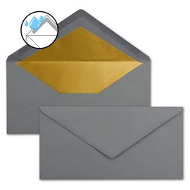 Envelopes size DIN Long, gummed, wet seal, Gold / Silver Metallic Lining
