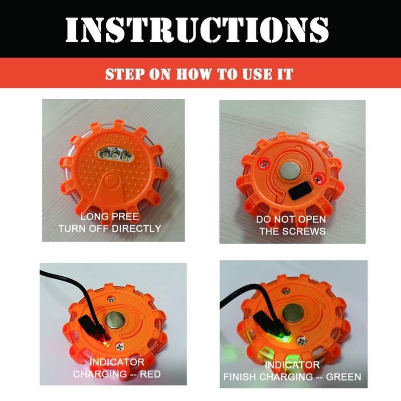 Ecoangel USB Rechargeable LED Road Flares Emergency Lights-Roadside Warning Car