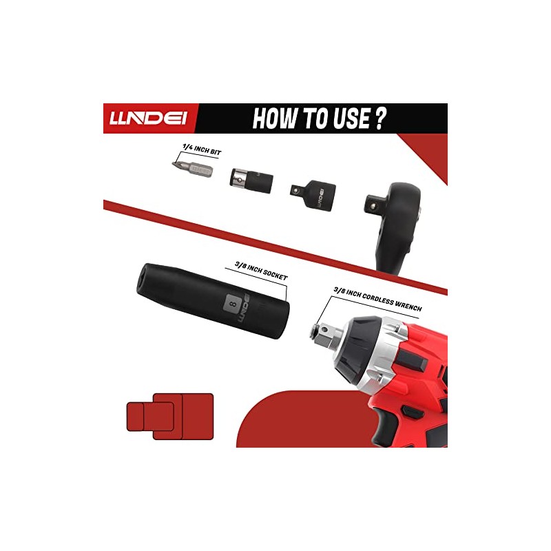 LLNDEI 3/8”Drive Impact Socket Set,Standard SAE(5/16 to 3/4-Inch) Metric Size(8-22mm),