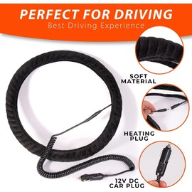 ZONETECH Car Heated Steering Wheel Cover 12V - Vehicle Hand Warmer Steering Wheel Protector, Rapid Heating Universal fit Wheels for Cars, Trucks, Vans, SUVs 2-Pack