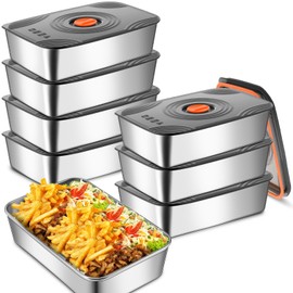 Blushtier 8 Set 60oz Stainless Steel Food Storage Containers Reusable Metal Meat Marinating Container with Lids Fruit Lunch Storage Box for Leftovers,dishwasher and Freezer Safe 1800ml
