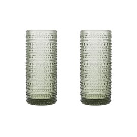 Fortessa Jupiter Hobnail Glass, 11 Ounce Collins/High Ball (Set of 2), Smoke Gray