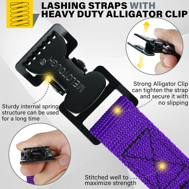 MELOTOUGH 4Pk 1" x 4ft Lashing Strap with Alligator Thumb