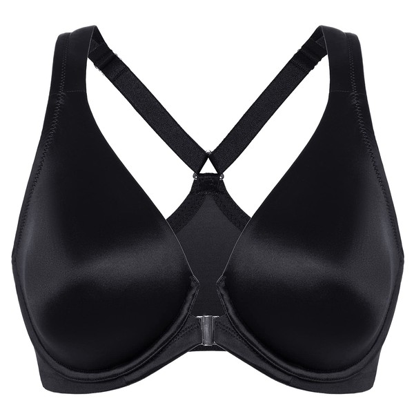 DELIMIRA Women's Front Closure Racerback Plus Size Seamless Full Coverage