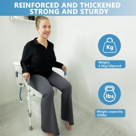 WeHwupe Raised Toilet Seat with Handles for Seniors, 5-inch Rise