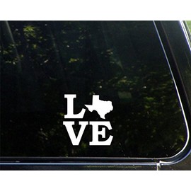 Love Texas - 4" x 4" - Vinyl Die Cut Decal/Bumper Sticker for Windows, Cars, Trucks, Laptops, Etc.