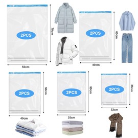 NAROSEBE Pack of 10 Vacuum Bags for Clothes Travel Compression Bags Vacuum Bags Clothing Vacuum Clothes Bags Storage Bags for Rolling Clothes Vacuum Packing Travel (5 Sizes)